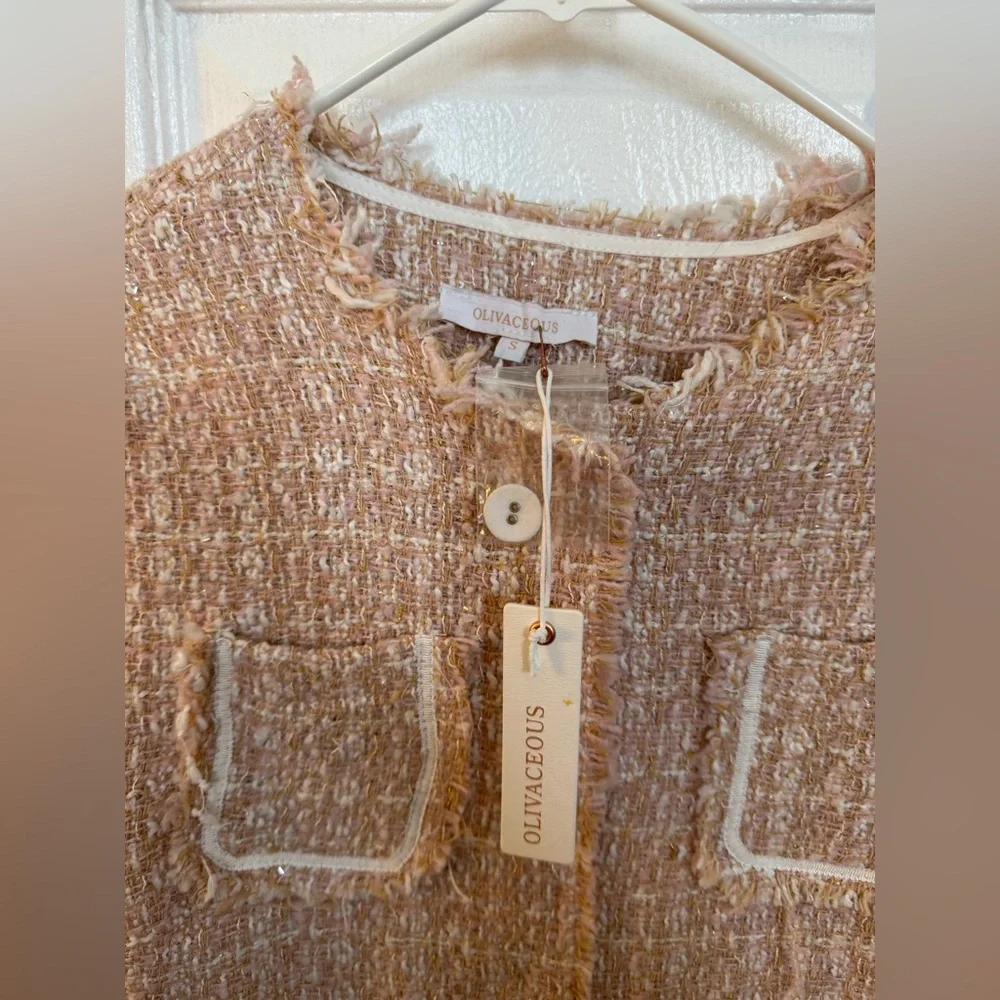 Olivaceous tweed blazer jacket - Picture 2 of 5